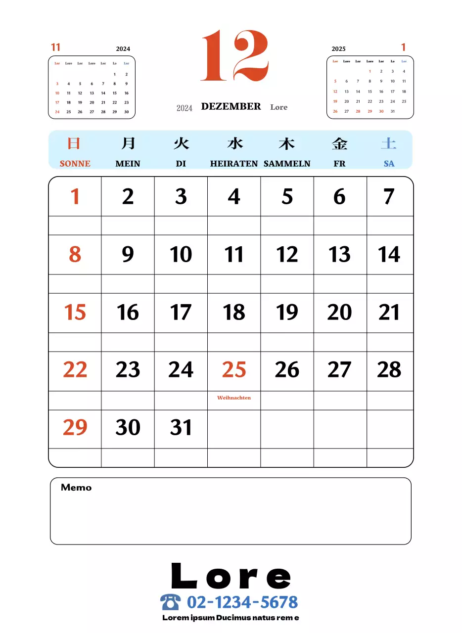 Rote und blaue Retro-Untersetzer Erinnerungskalender