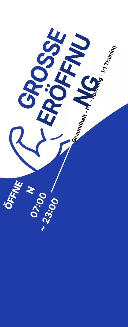 Werbung für die Fitness Open mit einem coolen blau-weißen Look