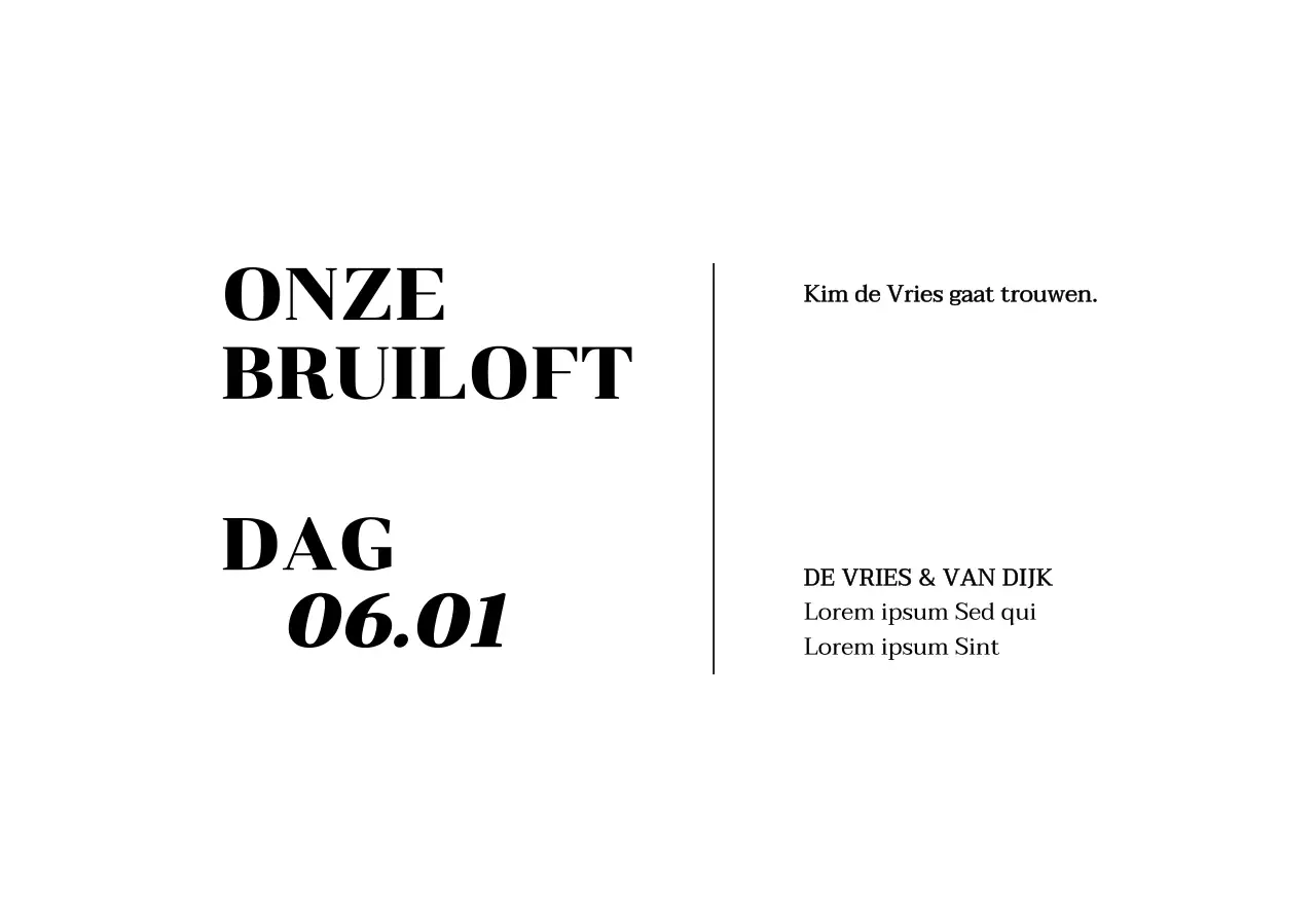 Enveloppe voor huwelijksuitnodiging met zwarte tekst