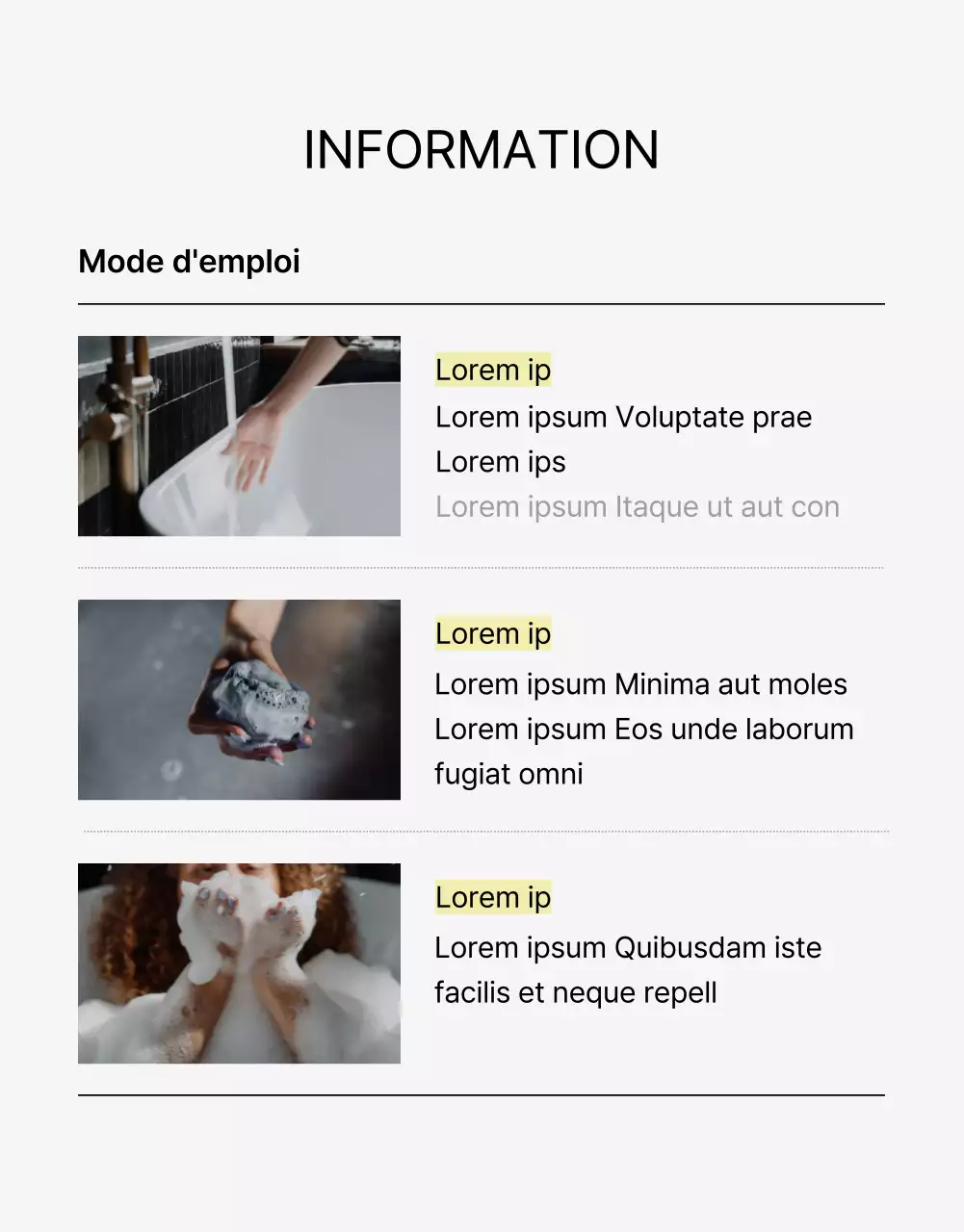 Page de vente de bombes de bain d'aspect naturel avec des palmiers verts