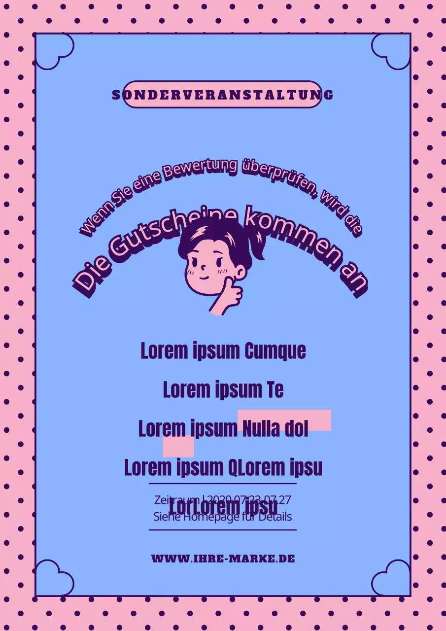 Bewerben Sie die Veranstaltung Ihrer Marke mit einer niedlichen Illustration eines rosa und blauen Mädchens