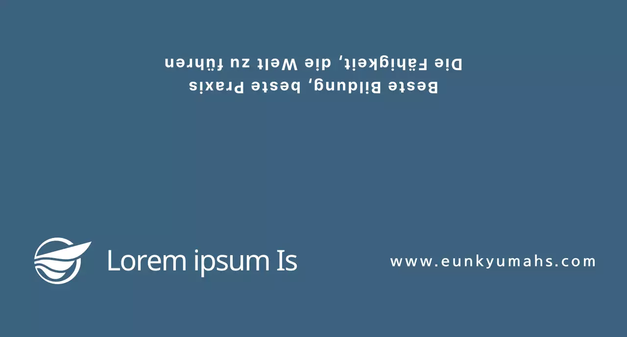 Ein einfaches Konzept mit dunkelblauem Text, um für eine Kunsthochschule zu werben.