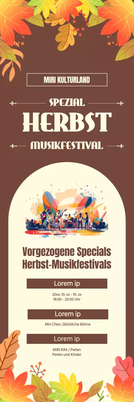 Werbung für ein herbstliches Musikfestival mit braunem Hintergrund