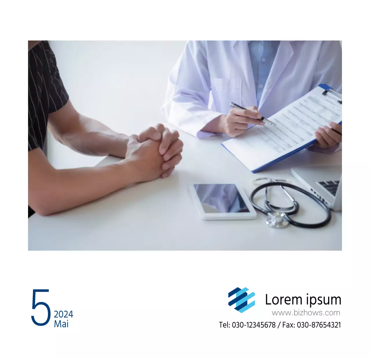 Einfacher weißer Krankenhaus-Tischkalender