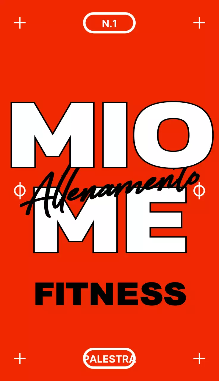 Design concettuale con promozione di una palestra in rosso e nero e informazioni aperte