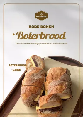 Highlight foto's in bruin en grijs om je bakkerijmenu te promoten