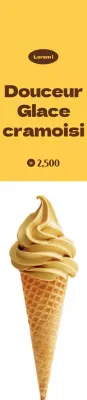 Promotion de crème glacée sur fond jaune et blanc