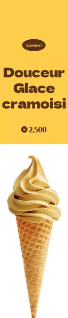 Promotion de crème glacée sur fond jaune et blanc