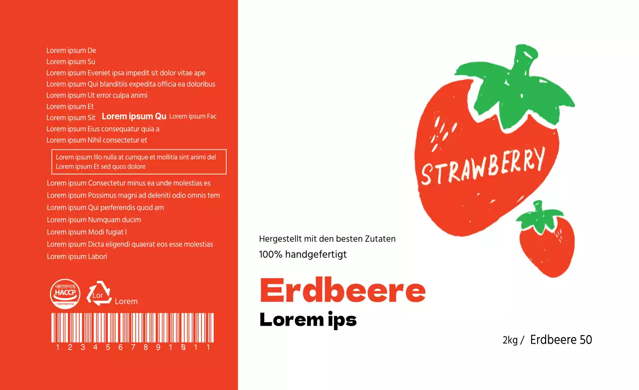 Rote Illustration Erdbeere blau Lebensmittelinformationen