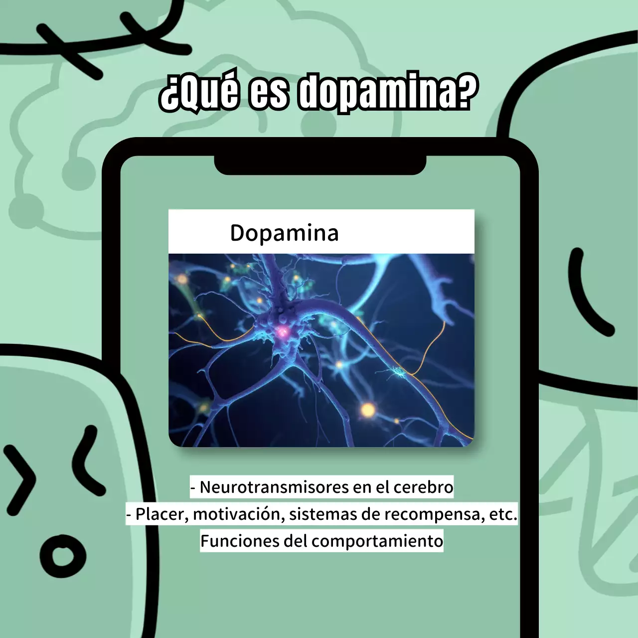 Diseñar un colorido marco ilustrado para el teléfonoPresentación de la dopamina