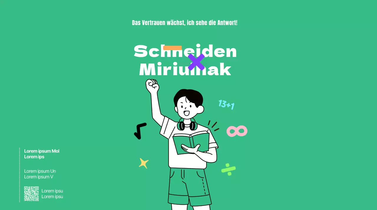 Sekundarschule für Mathematik mit grüner Schülerillustration