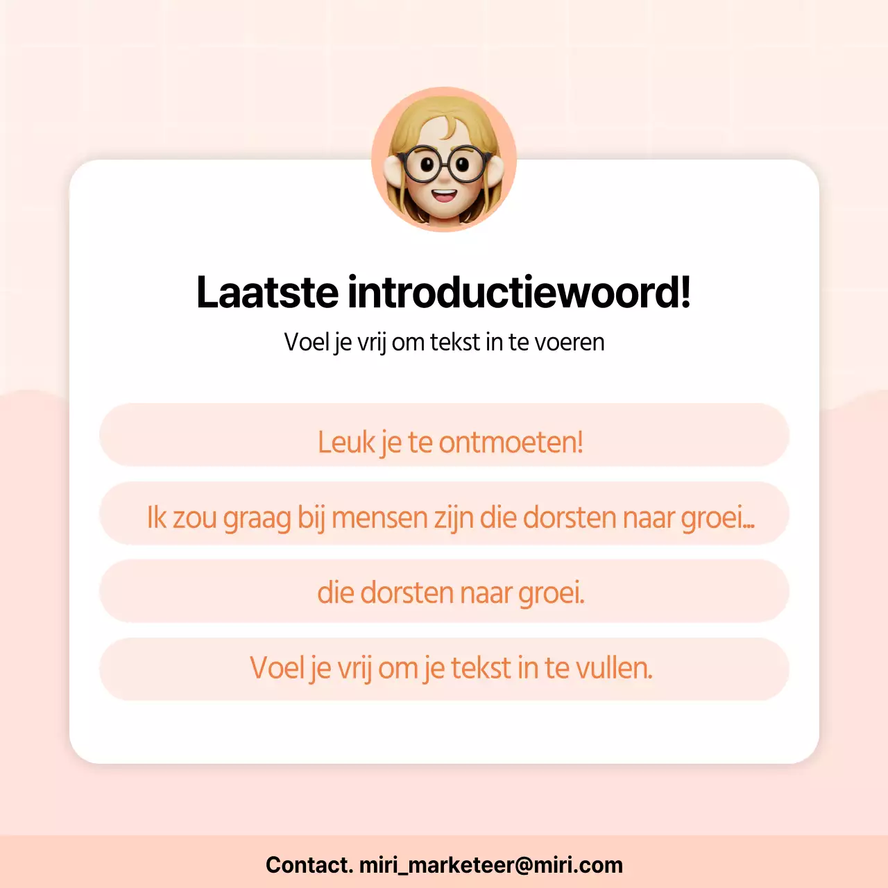 Kitscherige social media profiel bio in oranje en roze