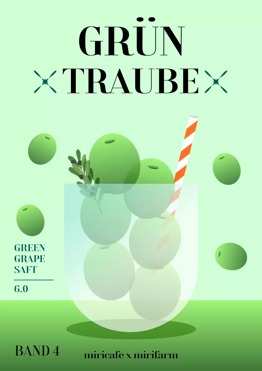 Förderung von grünem Traubensaft in einem kreisförmigen Verlauf in hellgrüner Farbe