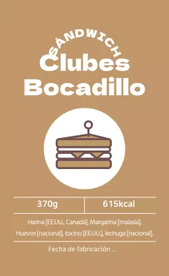 Etiqueta sándwich ilustrada beige