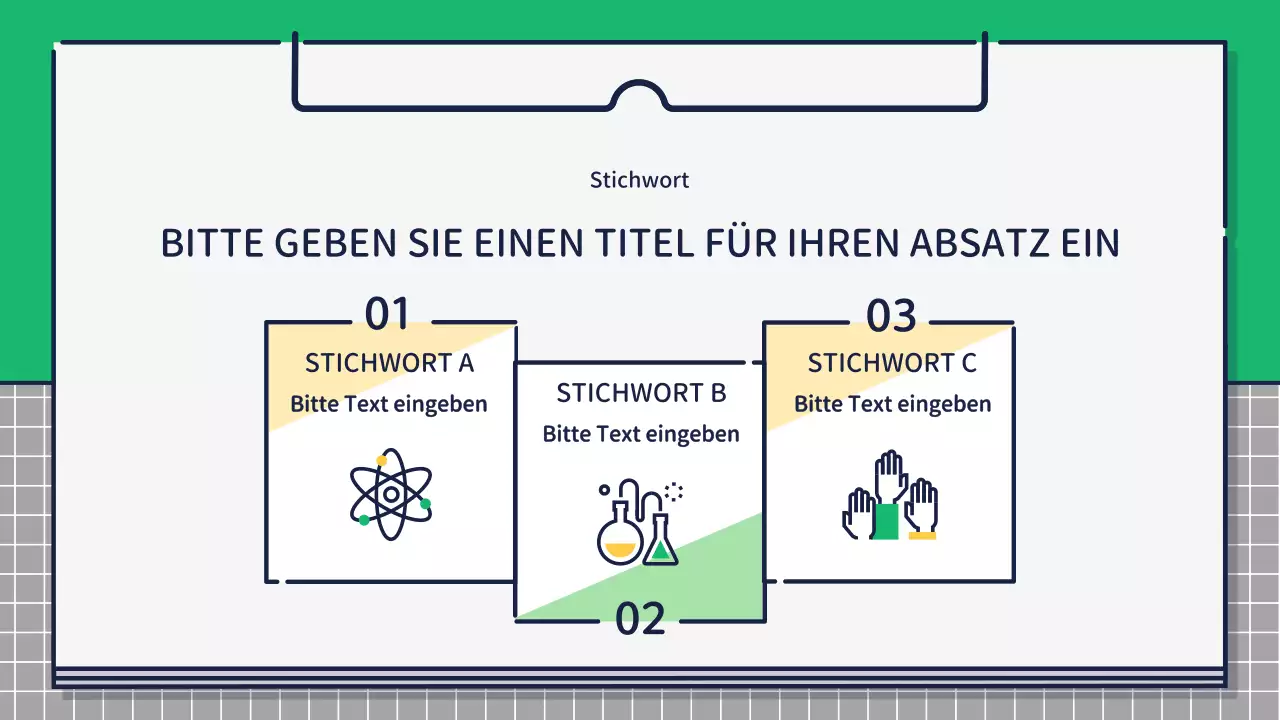 Präsentation zur Gestaltung von niedlichen, einfachen Symbolen in Grün und Gelb