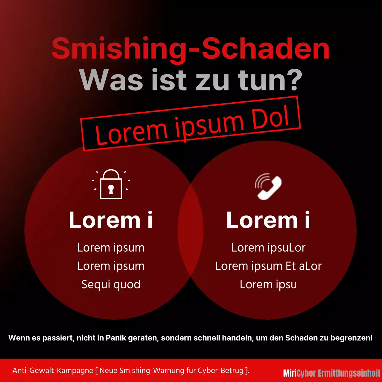 Rot-schwarze Smishing-Warnungen