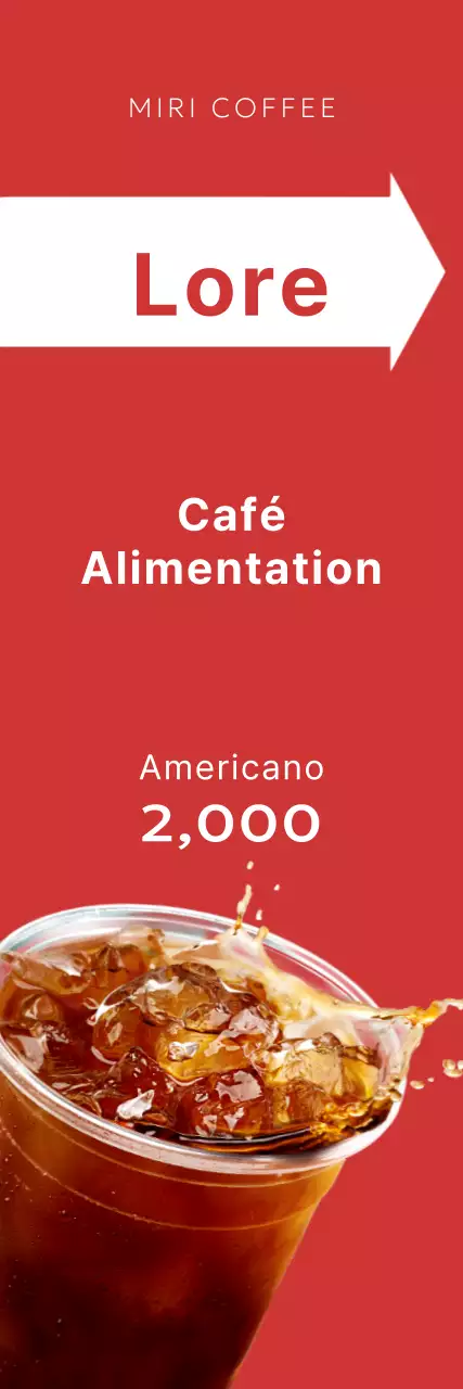 Promotion simple d'un café mise en évidence par une flèche sur fond rouge