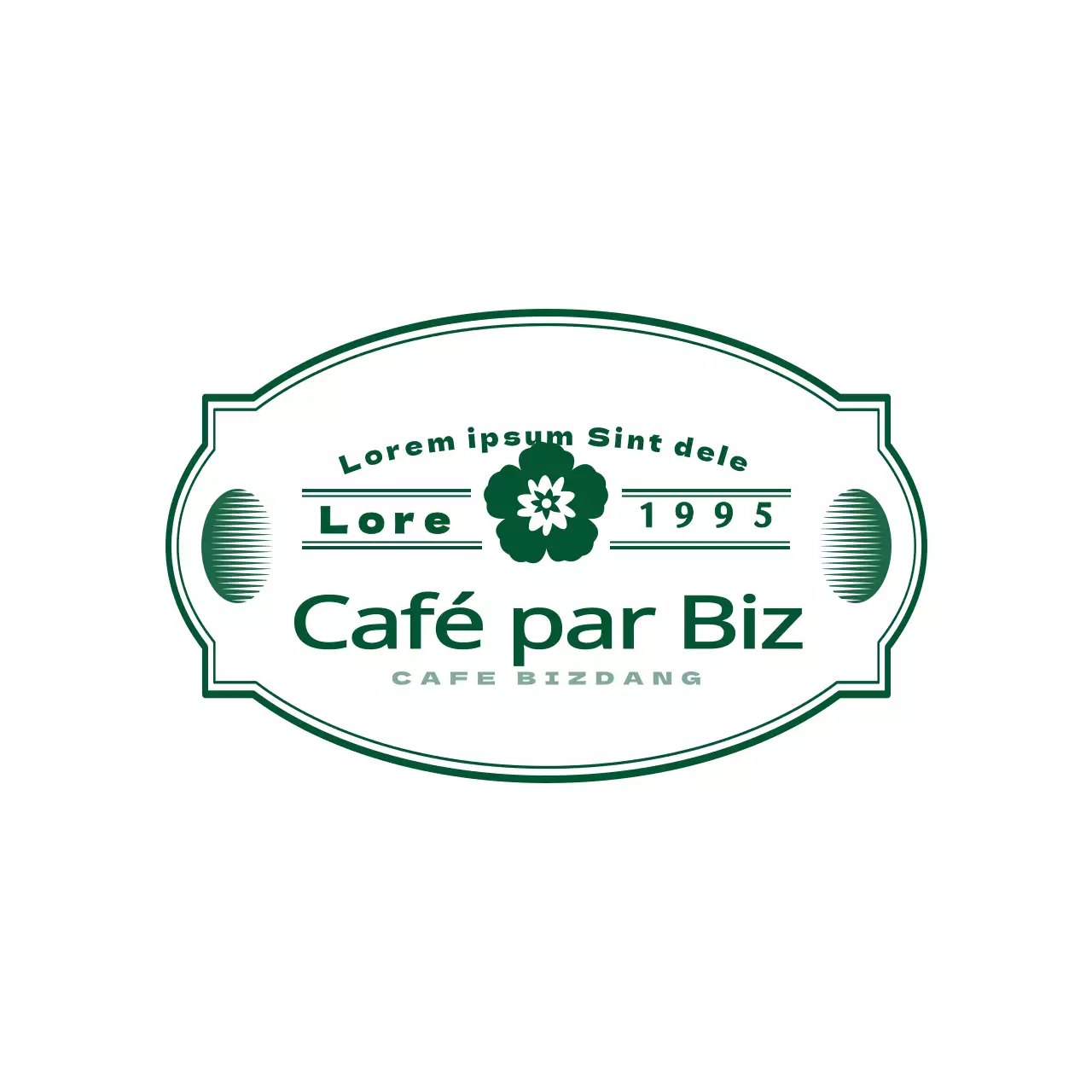 Logo émotionnel et simple de l'emblème d'un café en vert foncé et blanc