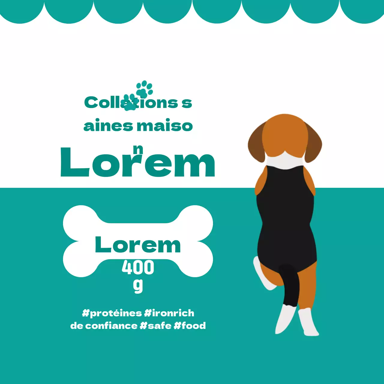 Étiquettes de friandises maison illustrées en turquoise