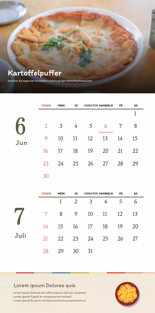 Traditioneller koreanischer Restaurantkonzept-Gutscheinkalender in Beige und Braun