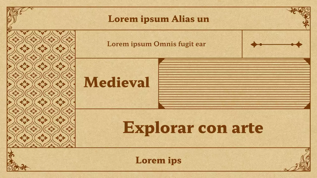 Arte medieval en presentación beige y marrón