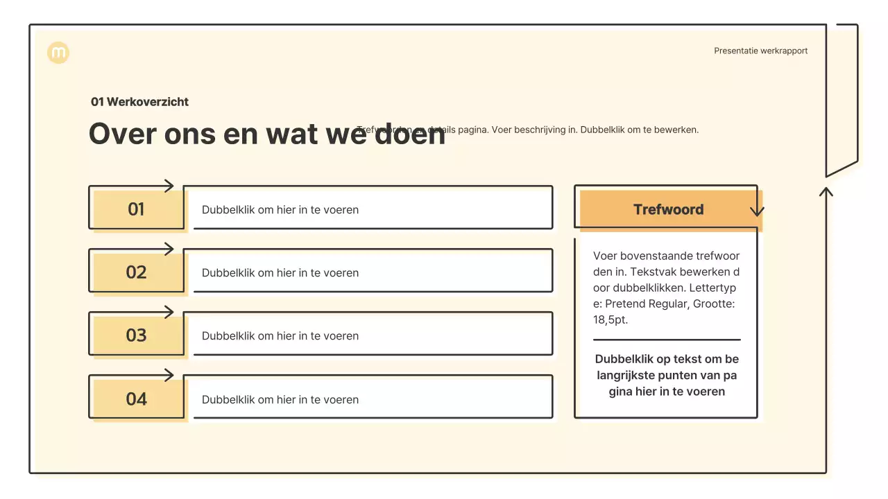 Puntvormen met pijlen in lichtgeel Zakelijk presentatiepakket