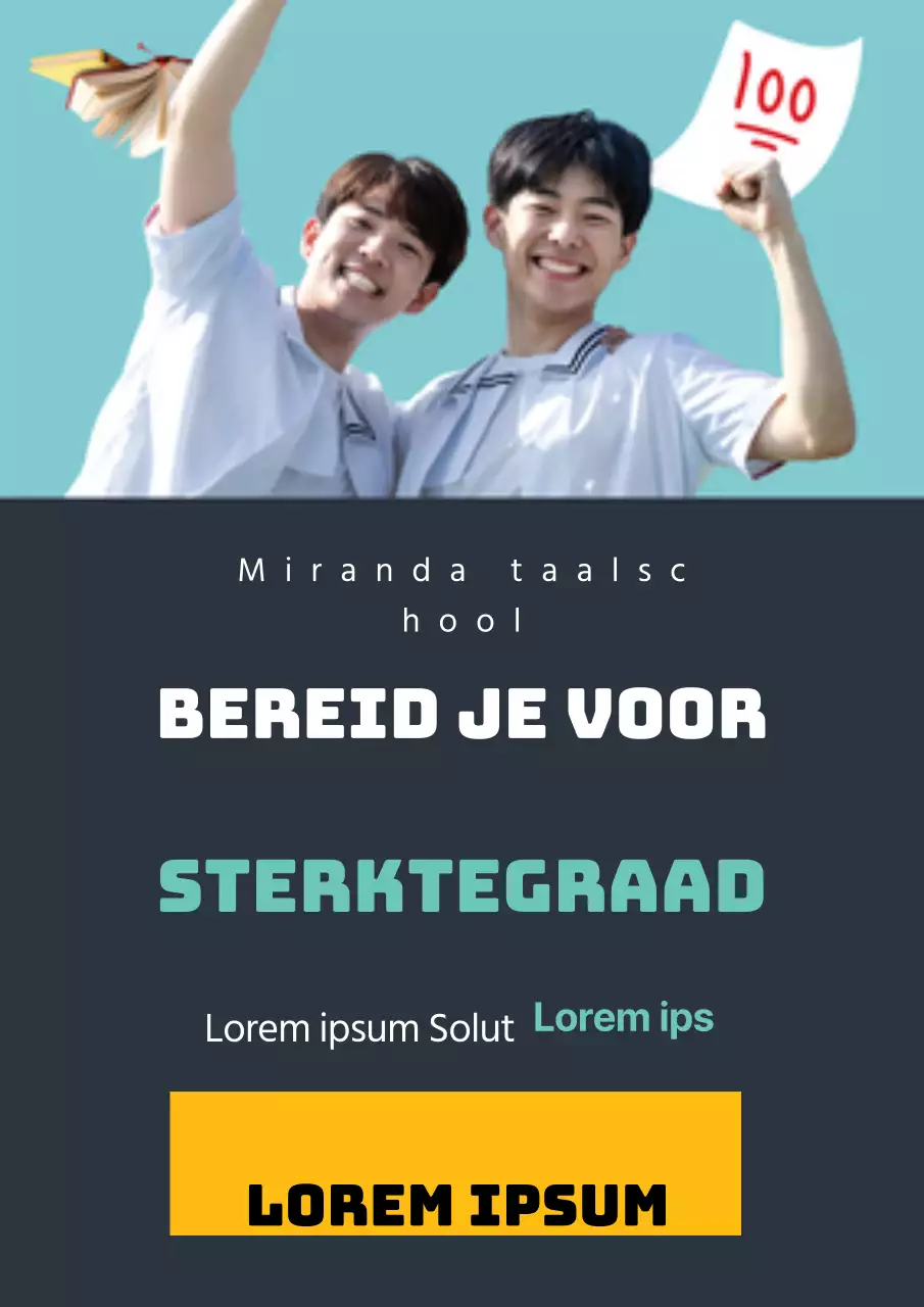 Een eenvoudige lichtblauwe en marineblauwe flyer die korting op hagi-lessen promoot.