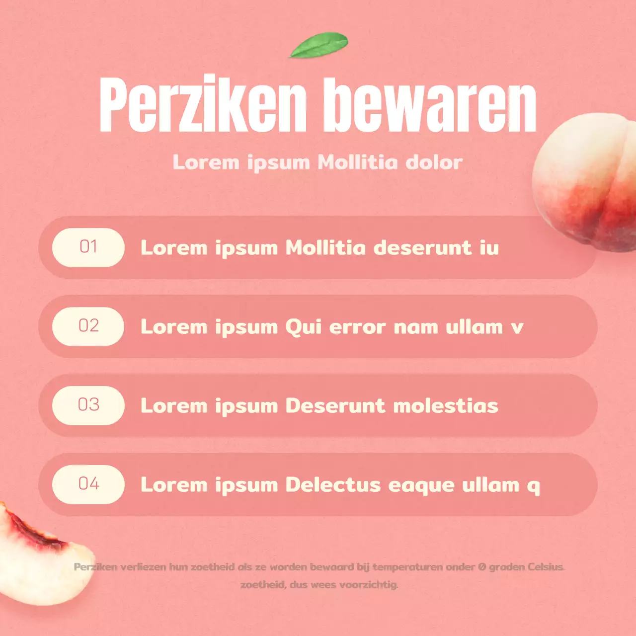 Hoe je mooi fruit in roze en beige perziken bewaart