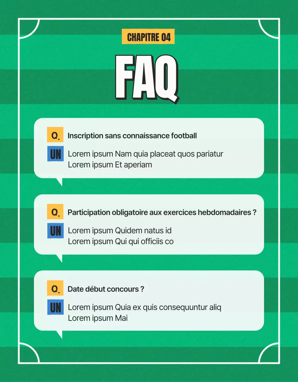 Annonce de recrutement pour le football féminin en vert et jaune