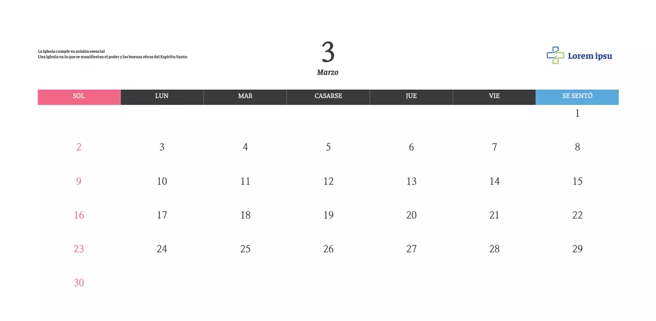 Calendario con imágenes eclesiásticas edificantes