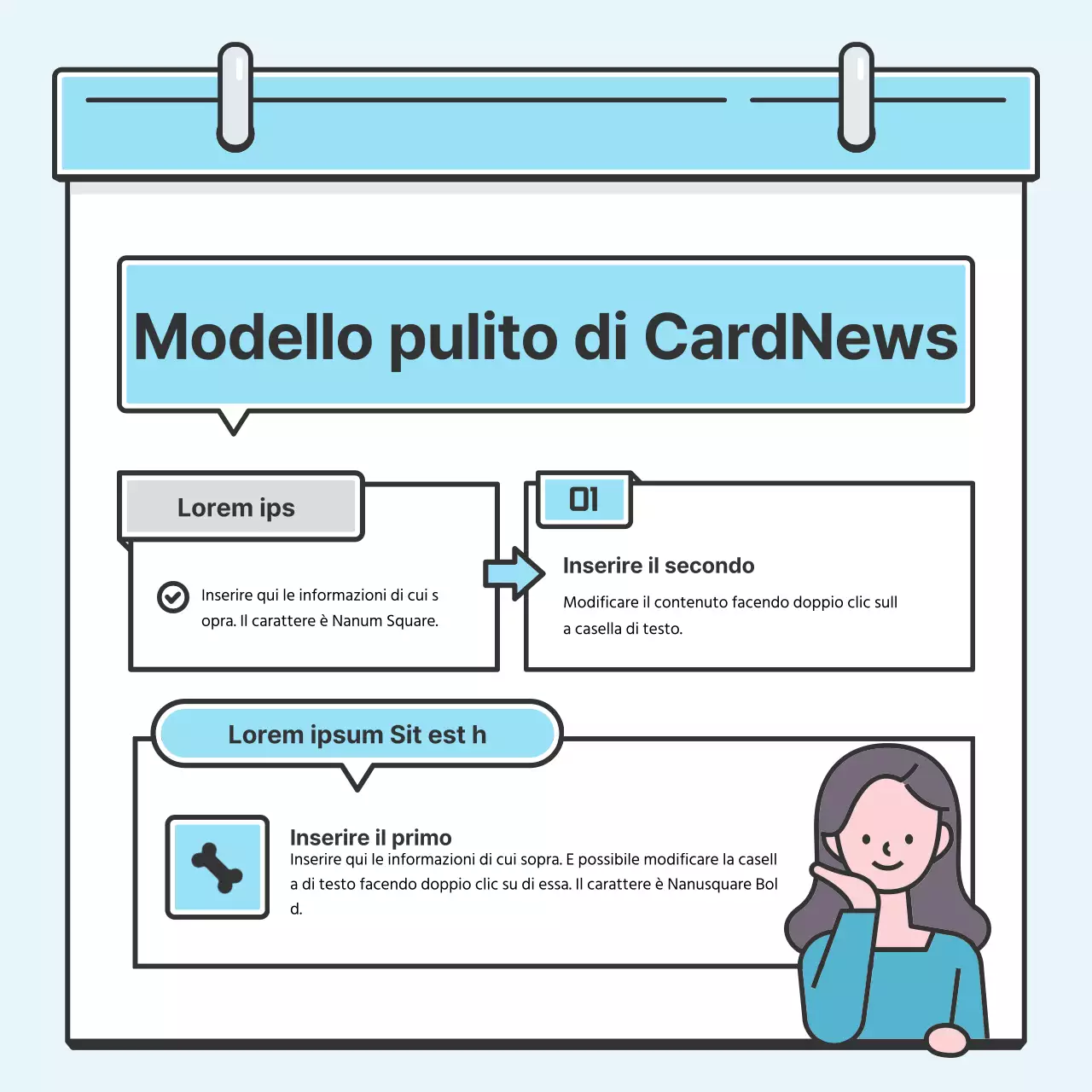 Nota azzurra Concept Biglietto ordinato con simpatiche illustrazioniNews