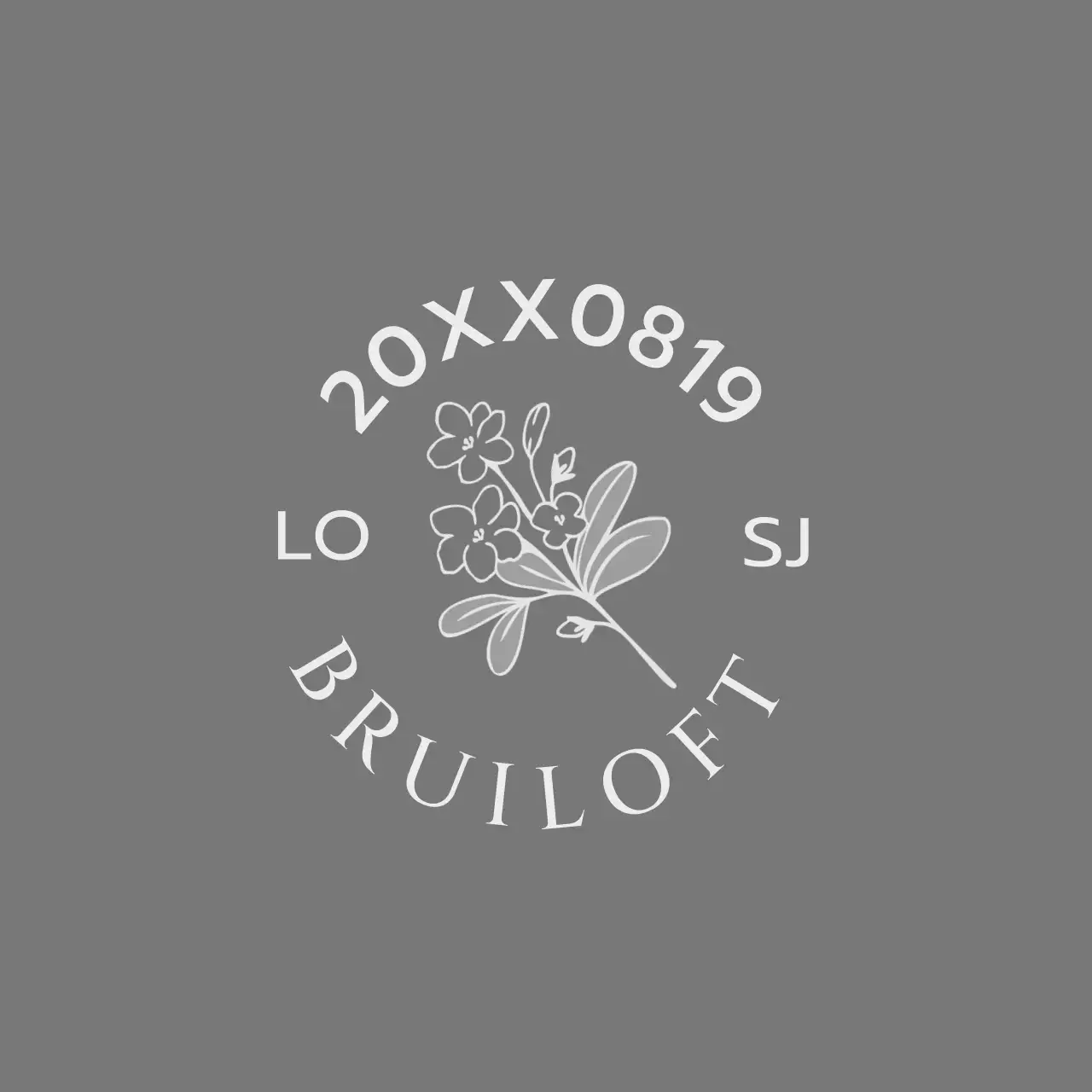 Voor een huwelijksuitnodiging met een donkergrijze bloem en vogelillustratie