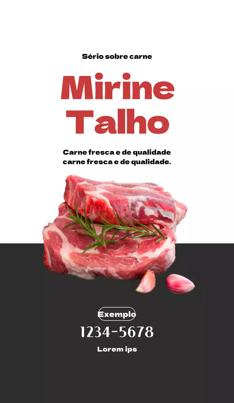 Promova o seu talho com um visual limpo, branco e cinzento
