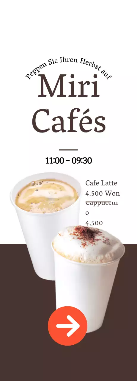 Werben Sie für Ihr Café Kaffee in weißem, braunem Kontrast