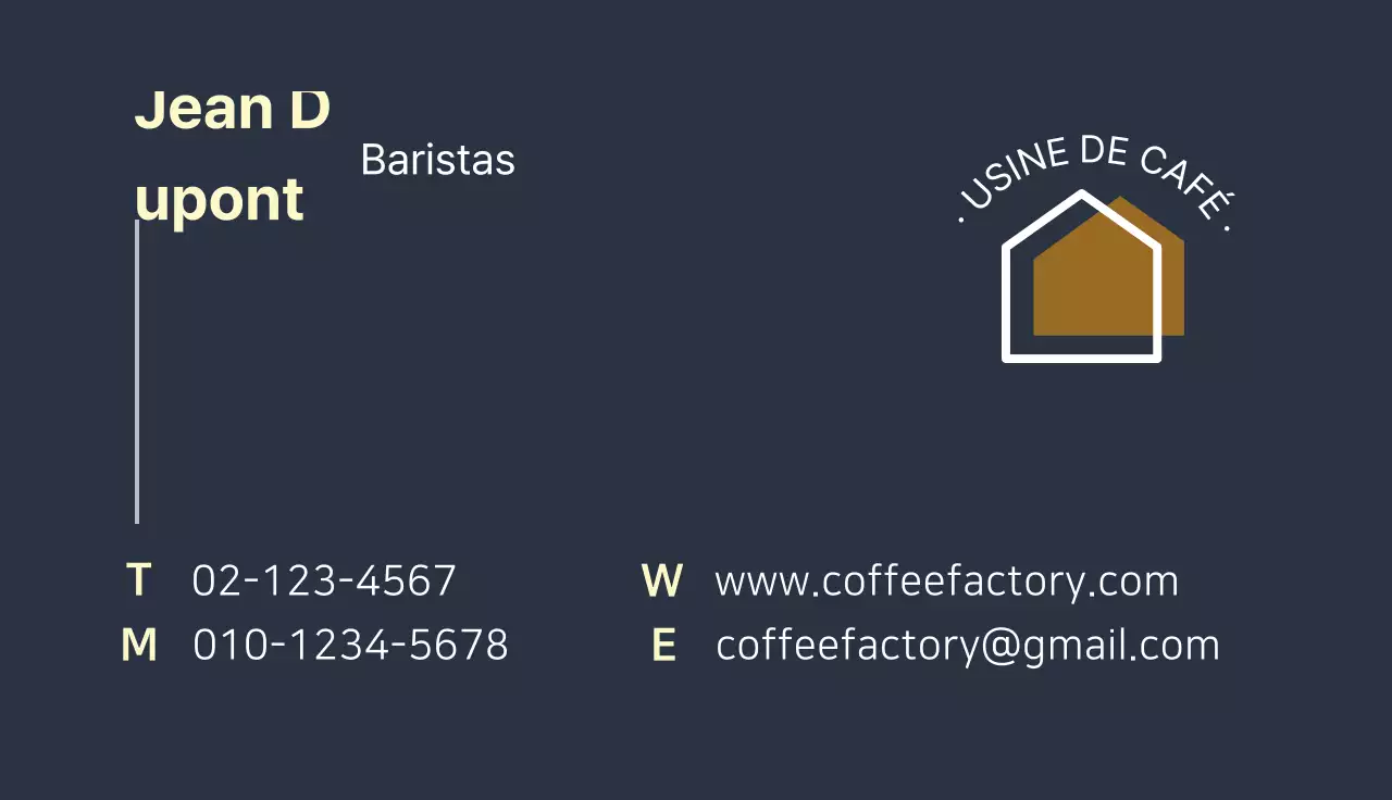Carte de visite d'un café barista