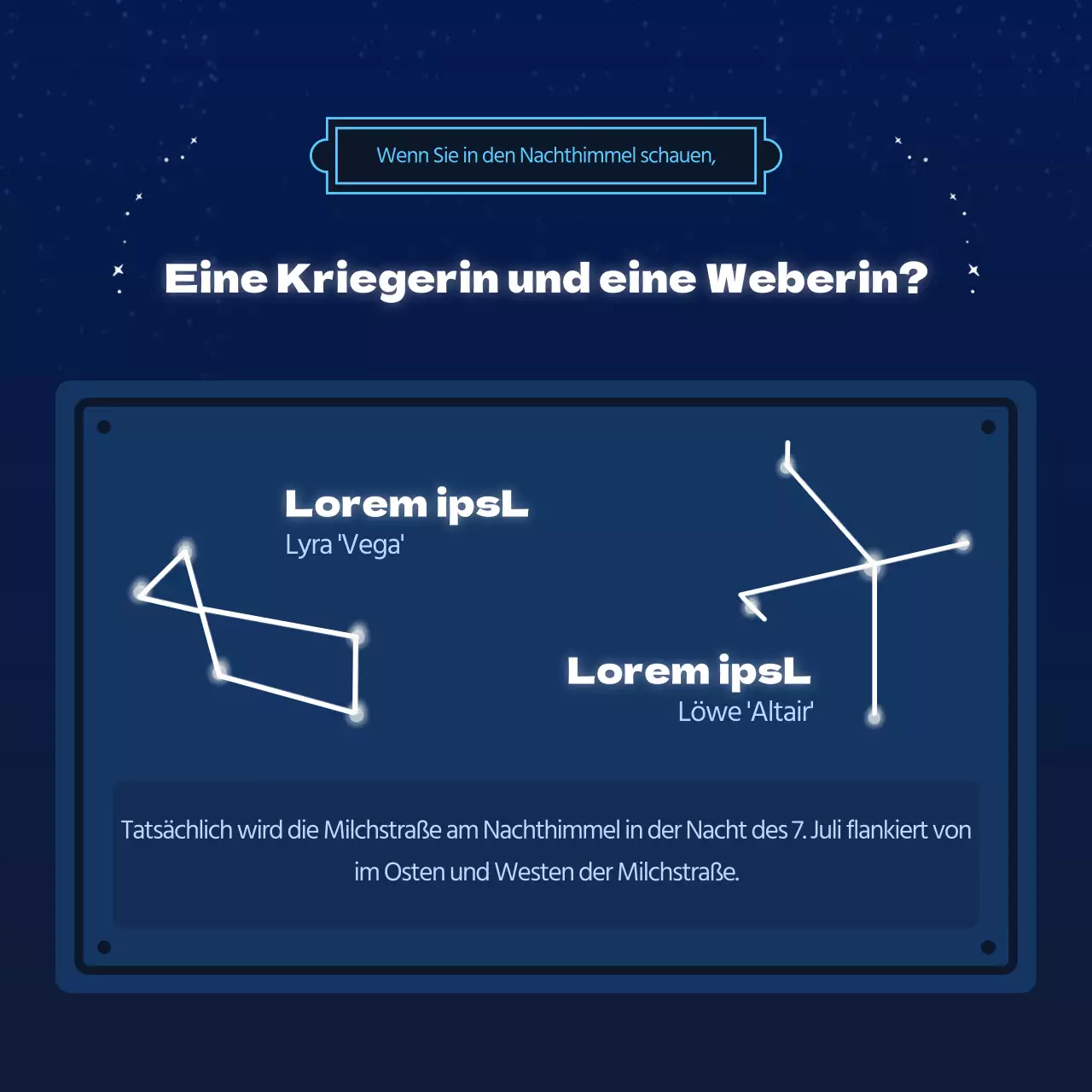 Ein Konzept für einen marineblauen und hellblauen Sternenhimmel für den 7. Juli