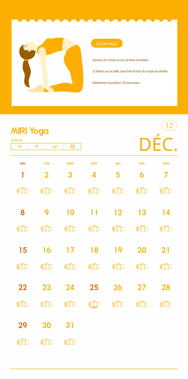 Calendriers orange à distribuer lors de la promotion de votre studio de yoga.