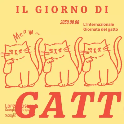 Un semplice post per la Giornata internazionale del gatto in giallo e rosso