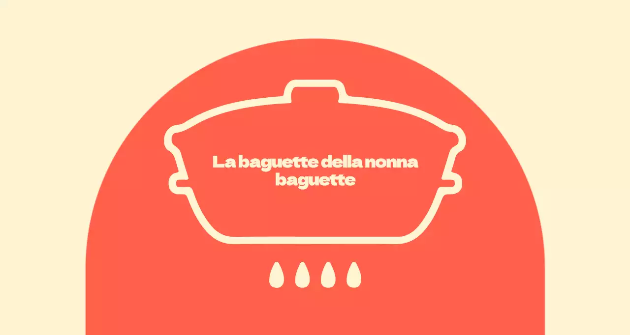 Baguette della nonna in balsa con forme arcuate rosse su sfondo avorio