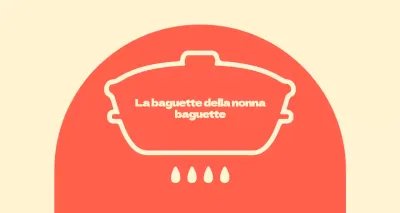 Baguette della nonna in balsa con forme arcuate rosse su sfondo avorio