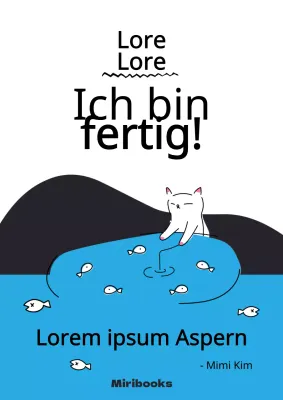 Katze Angeln Konzept Ausfahrt Essay mit weißen und hellblauen Hintergrund