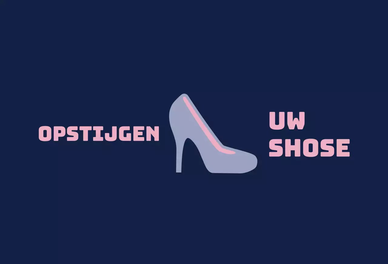 Balletschoenen op een marineblauwe achtergrond met een bordje met het verzoek je schoenen uit te doen.