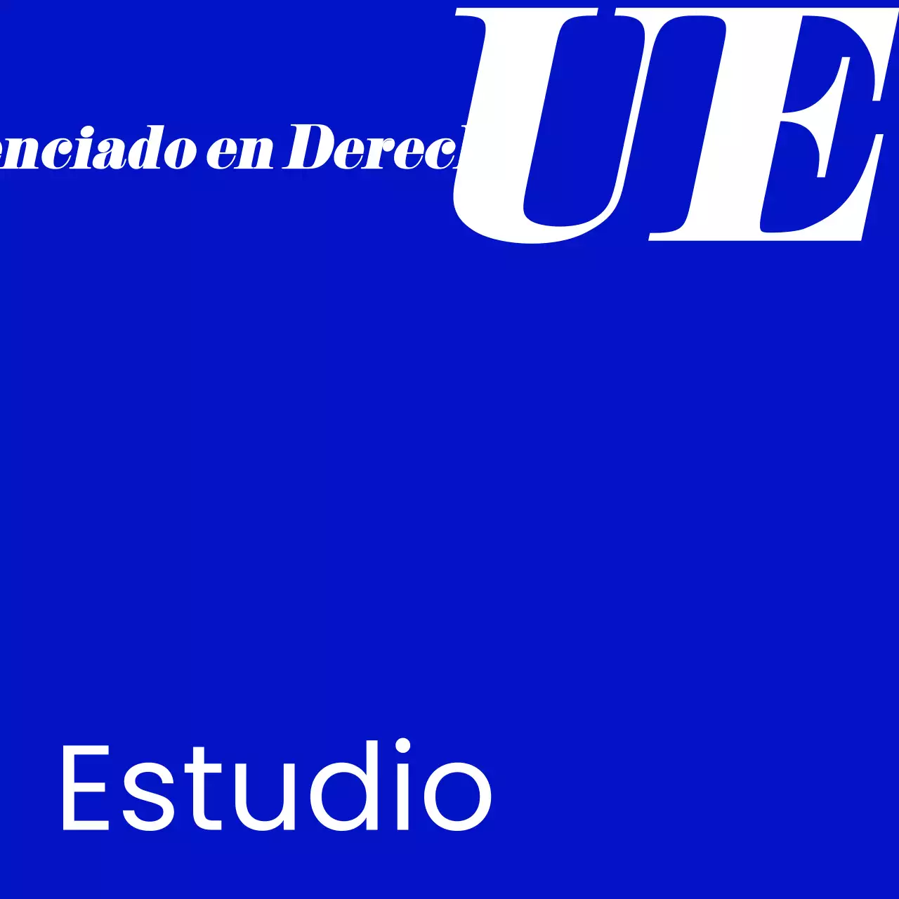 Sencillo rótulo de tienda con texto Blue Studio en azul y blanco y fondo monocromo.