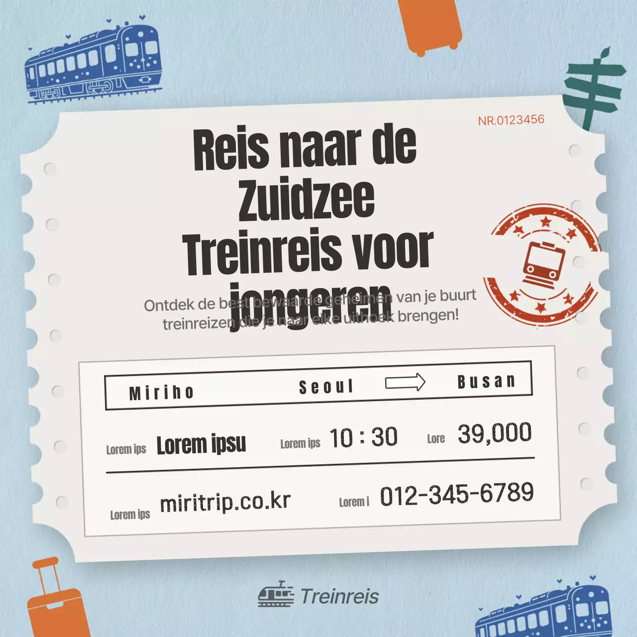 Treinreizen promoten op lichtblauw-grijze oude kaartjes