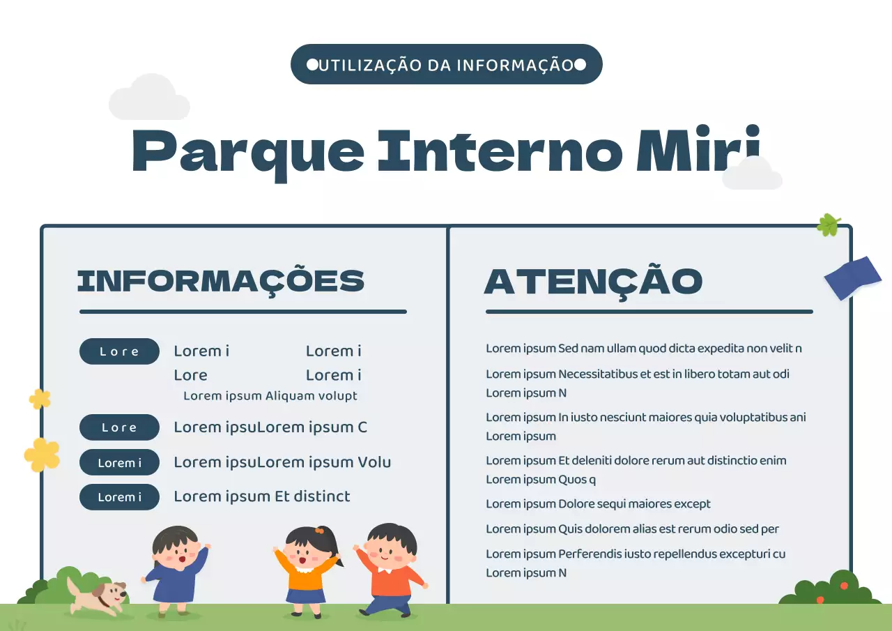 Ilustração gira em azul marinho e verde Informações sobre parques infantis interiores