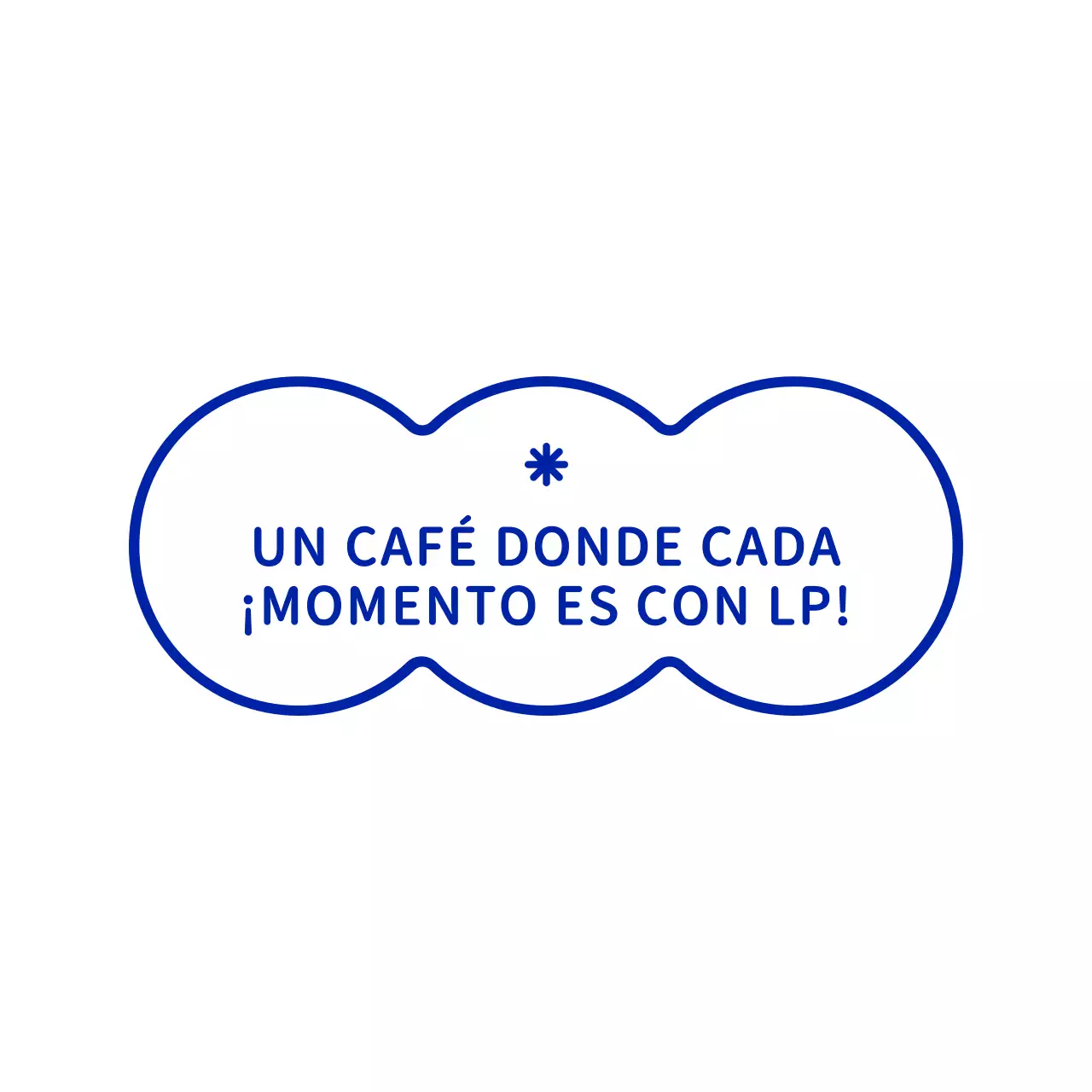Formas de nubes sencillas y limpias en azul marino combinadas con texto emotivo para una cafetería con estilo.