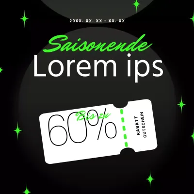 Bewerben Sie einen modernen und kitschigen Saisonverkaufs-Coupon in Schwarz und Weiß mit Neonfarben