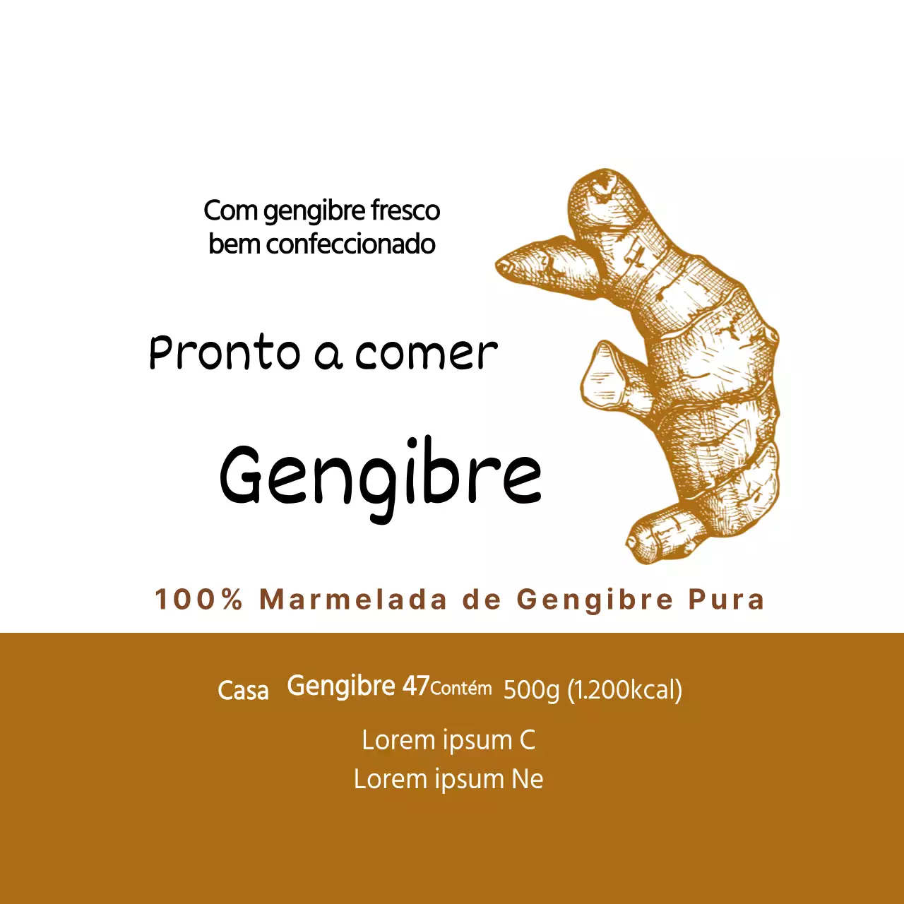 Ilustração castanha Rótulo de molho de gengibre para alimentos