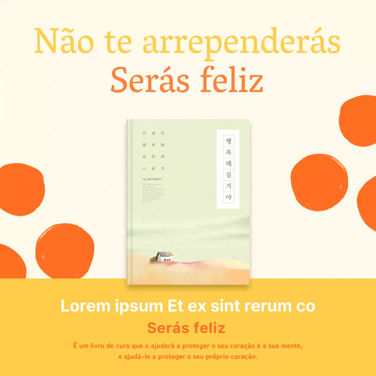 Promoção de recomendação de livro com fundo de ilustração amarelo e laranja V2