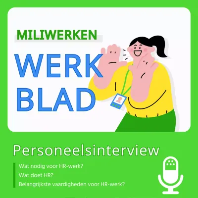 Kitscherige sollicitatiepost in chartreuse en blauw